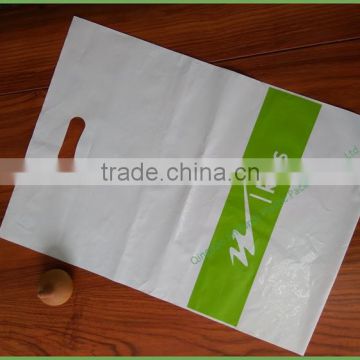 Custom made plastic LDPE shopping bag with die cut handle with own logo                        
                                                                                Supplier's Choice