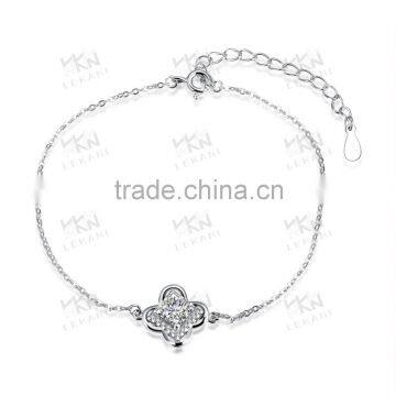 Flower shaped 100% silver circle chain bracelets for ladies