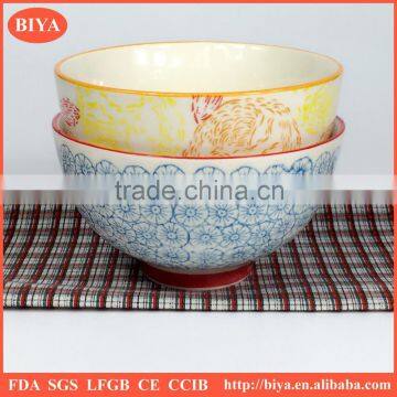 custom printed ceramic bowl stoneware color glaze cheap rice bowl ceramic soup bowl