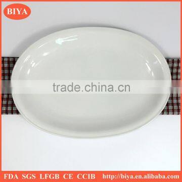 fish plate different size porcelain ware oval plate,hotel and restaurant ceramic ellipse dinner plate with small ring edge