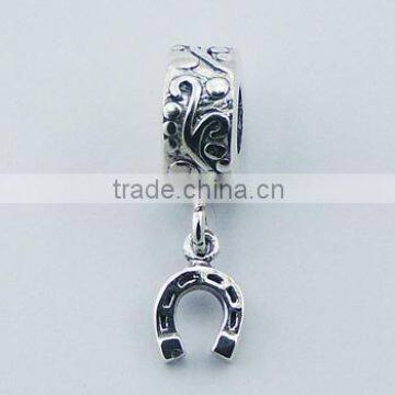 Sterling Silver Charm Bead Ornate Bead Horseshoe Charm