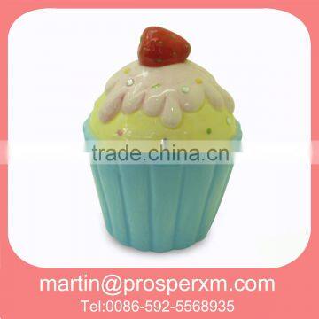 Hot sale ceramic coin bank lovely cupcake shape