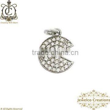 925 Silver Charm, Handmade Charm Jewelry, Pave Charm Jewelry, Diamond Leaf Charm Pendant, Diamond Silver Charm, Designer Charm