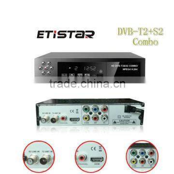 High quality full hd 1080p digital black DVB-T2 DVB-S2 Combo satellite receiver set top tv box