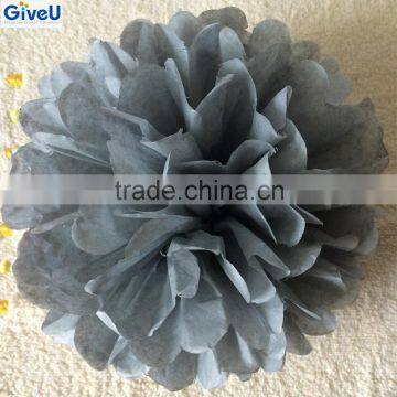 Gray Color D25cm 17gsm Tissue Paper Pompoms Wedding Decoration Centerpieces Party Decoration