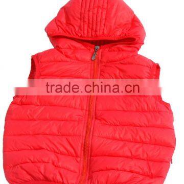 kids padding winter vest with red color