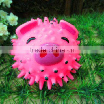 8.5cm pink spikey pig ball simple pvc toys dog