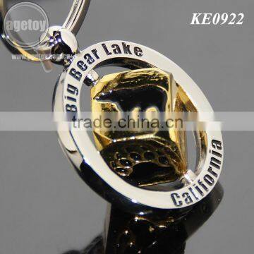 USA California Big Bear Lake Souvenirs Spinning Gold Dice Rotate Metal Revolve Cube Keyring photo-4