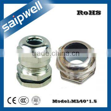 SAIPWELL ML40*1.5 Metal Cable Fittings Long Type Waterproof Brass Plating Nickel cable gland