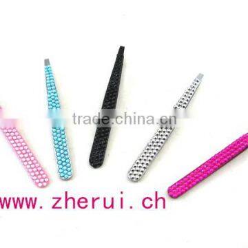 bling rhinestone stainless steel eyebrow tweezers