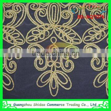 high quality latest french decorative embroidery 3D patterned silk fabric for curtains and dress