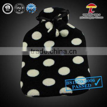 cheap 2000ml coral fleece hot water bag cover black