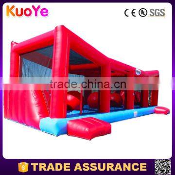 amusing red oblong inflatable adult tunnel with ball