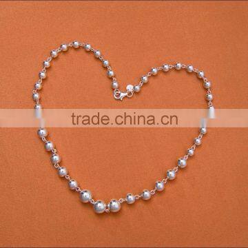 different size sterling beads 925 sterling silver neckalce in stock