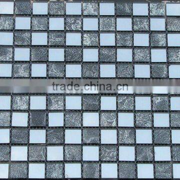 Thick 4mm vitrified glass mosaic tiles MU32 Black Mosaic Glass Tile Kitchen For backsplash