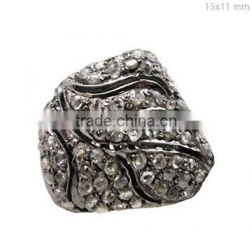 92.5 Sterling Silver Diamond Handmade Beads spacer Finding, Top Quality Pave Diamond Beads Finding, Filigree Finding Jewelry