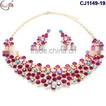 CJ1149-19 Multi color crystal jewelry beads Indian bridal jewelry sets elegant wedding jewelry