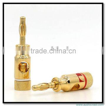 Speaker Banana Plugs 24K Gold Plated Audio Jack Connector Open Screw