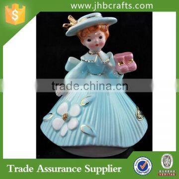 Custom Printed Blue Dress Little Girl Resin Figurines