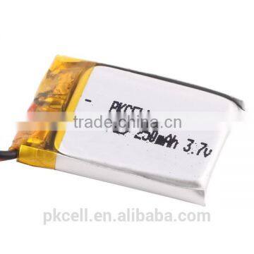 li polymer battery 502030 3.7v 250mah lithium polymer batteries