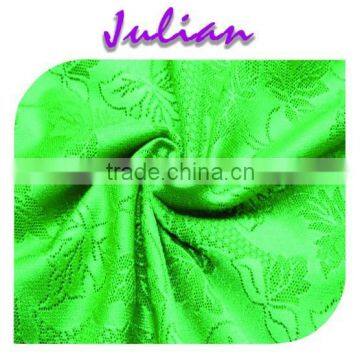 Red or Green leaf Nylon Spandex Jacquard elastic Mesh Fabric