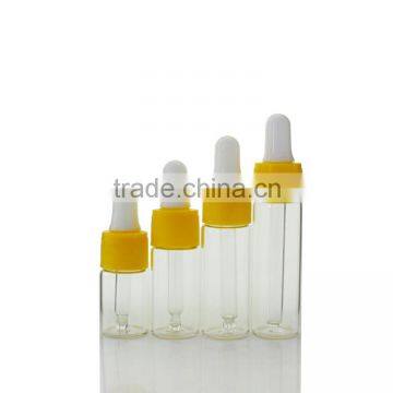 17ml Empty Clear Glass Pipettes Dropper With Yellow Cap Round Bottles