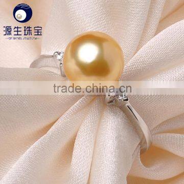 8mm golden/white color high luster akoya latest pearl ring design
