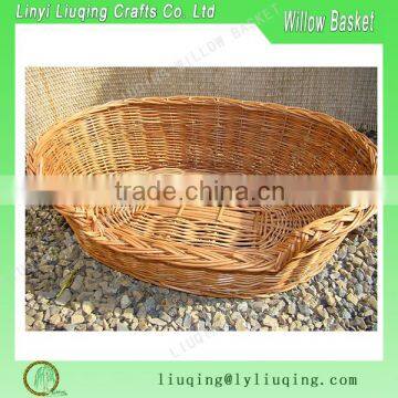 Wholesale Honey color Oval Wicker Pet Basket Beds Wicker Dog cat Bunk Bed