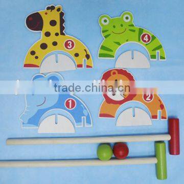 WOODEN TOYS ANIMAL CROQUET SET