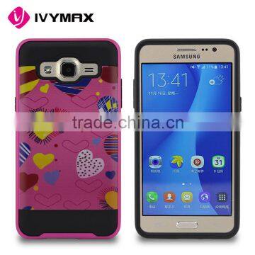 Alibaba hot selling hard brushed PC hybrid case matellic printing combo case for samsung G550 ON5