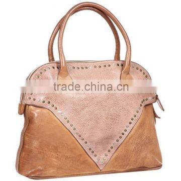 MD6032 Women hrad leather handbag tan trend leather handbags with stud