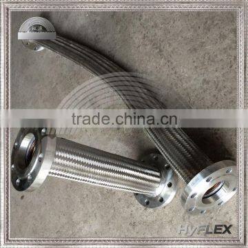 Stainless steel flexible metal hose pump connector with flange end