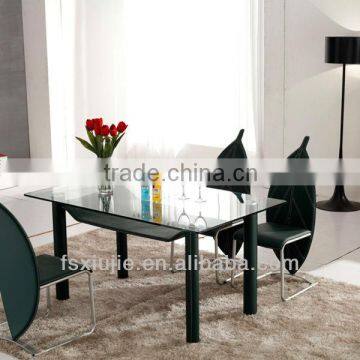 L820B Glass Top Stainless Steel Frame Dining Table Designs with Extension