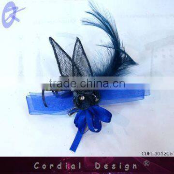2013 Newest Beauty Hair Blue Feather Flower For Head Wear,Wedding Flower Artificial Flower