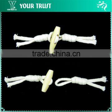 Beige Cotton Cording Thread Ivory Wooden Stopper Coat Leather Toggle Buttons