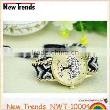 New Arival Fashion Colorful String Weaved Tree Design Quartz Lady Watch photo-3
