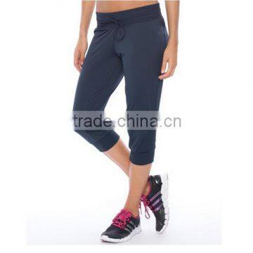 Ladies 3/4 three quarter sports pants with drawstring waistband