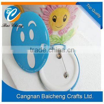 Wholesale safty pin back advertising promotions tin button badge