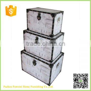 Retro Vintage Pattern Popula Antique Wooden Storage Trunk photo-6
