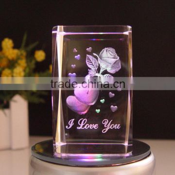 Top seller crystal 3d laser flower cube gift