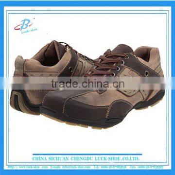 leather brown men's casual shoe, outdoor leather casual shoe high quality, latest design top selling casual shoe