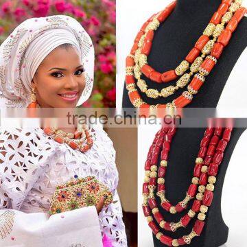 2016 handmade nigerian coral beads jewelry set wedding/african bridal jewelry set beads jewelry set