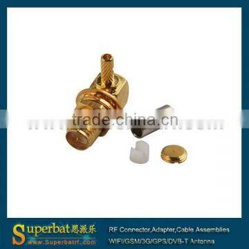 RF Connector RP SMA female bulkhead crimp r/a for RG316 cable