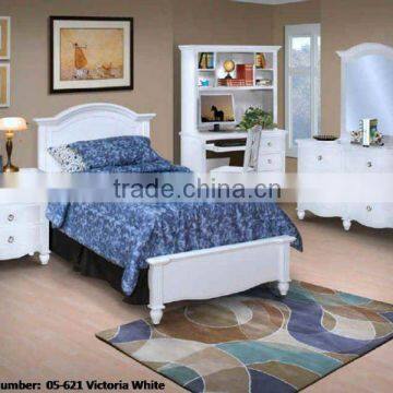 White Wood Twin Panel Bed Youth Room Furniture