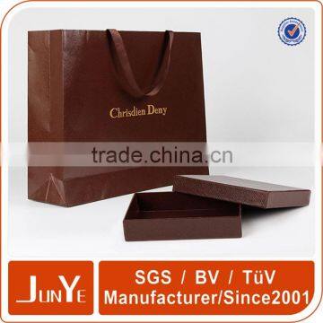 Gift packing waterproof paper bag handmade paper straw bag hot stamping kraft paper bag with ribbon handle