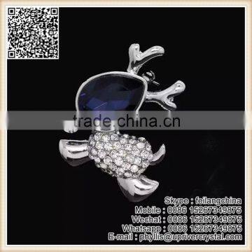 Lovely Royal Blue Crystal Diamond Rhinestone Run Dog Animal Brooch Pin