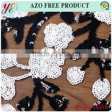 Black and White Small Flowers in Organza and Sequin Lace Fabric Embroidery for Garment photo-2