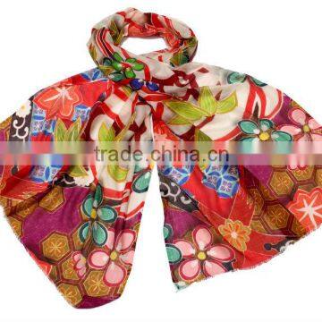 Digital prints silk cotton scarves