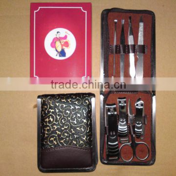 MRT-027 8pcs PU bag with colored box carbon steel french manicure set