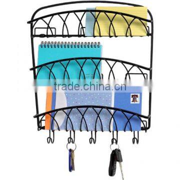 3 Tiers Wire Wall Mount Key Holder Mail Rack